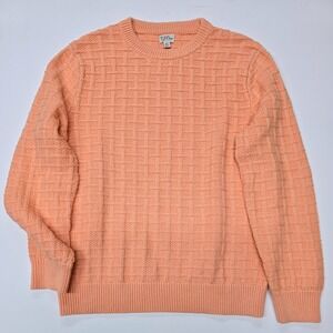 Vintage‎ J. Crew Textured Knit Crewneck Sweater Peach Coral XL Cotton Blend